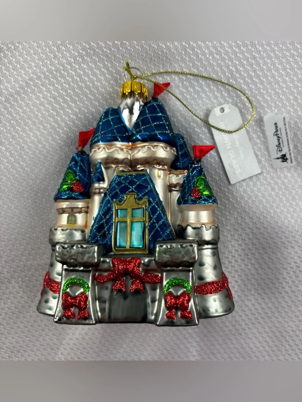 Disney Parks Fantasyland Castle Glass Ornament NWT Disneyland Disney World